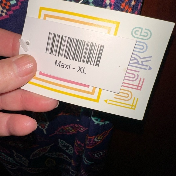 Lularoe XL deep periwinkle slinky Maxi skirt in digitized feather pattern.NWT. - Picture 3 of 4